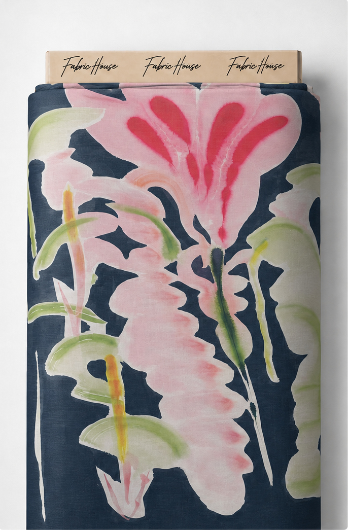 Cream Abstract Tropical Floral chiffon full roll