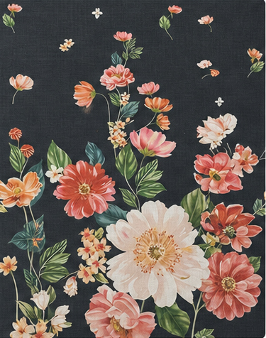 Black Colorful Rose Bouquet chiffon, print close up