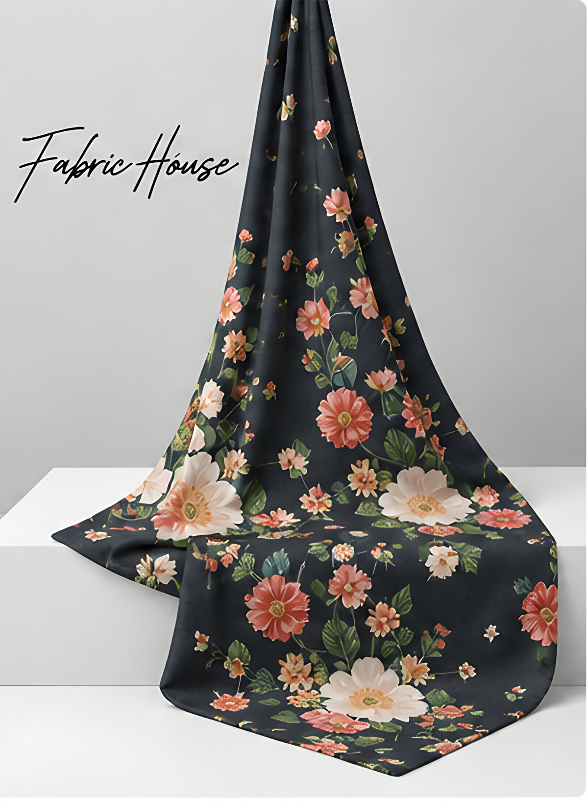 Black Colorful Rose Bouquet chiffon draped to show fall