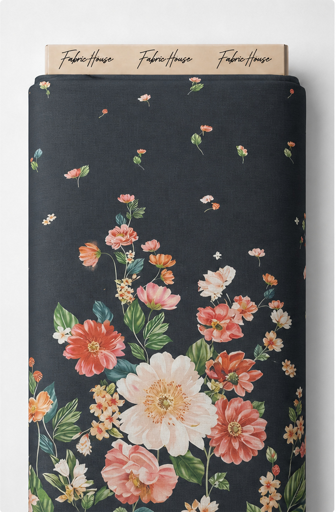 Black Colorful Rose Bouquet chiffon full roll