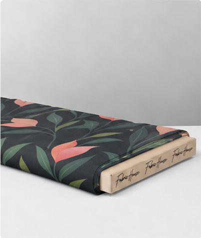 Black Coral Tulip Botanical chiffon folded