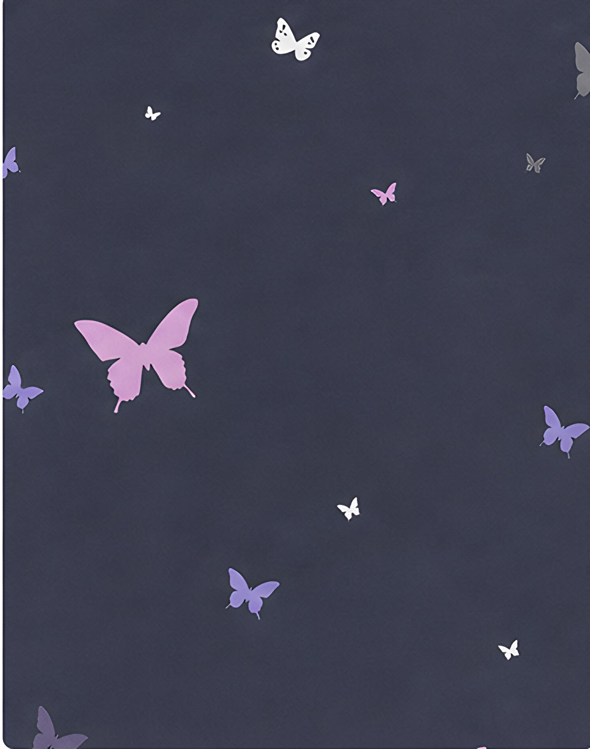 Navy Lavender Butterfly chiffon, print close up