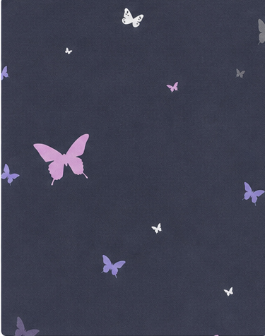 Navy Lavender Butterfly chiffon, print close up