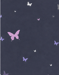 Navy Lavender Butterfly chiffon, print close up