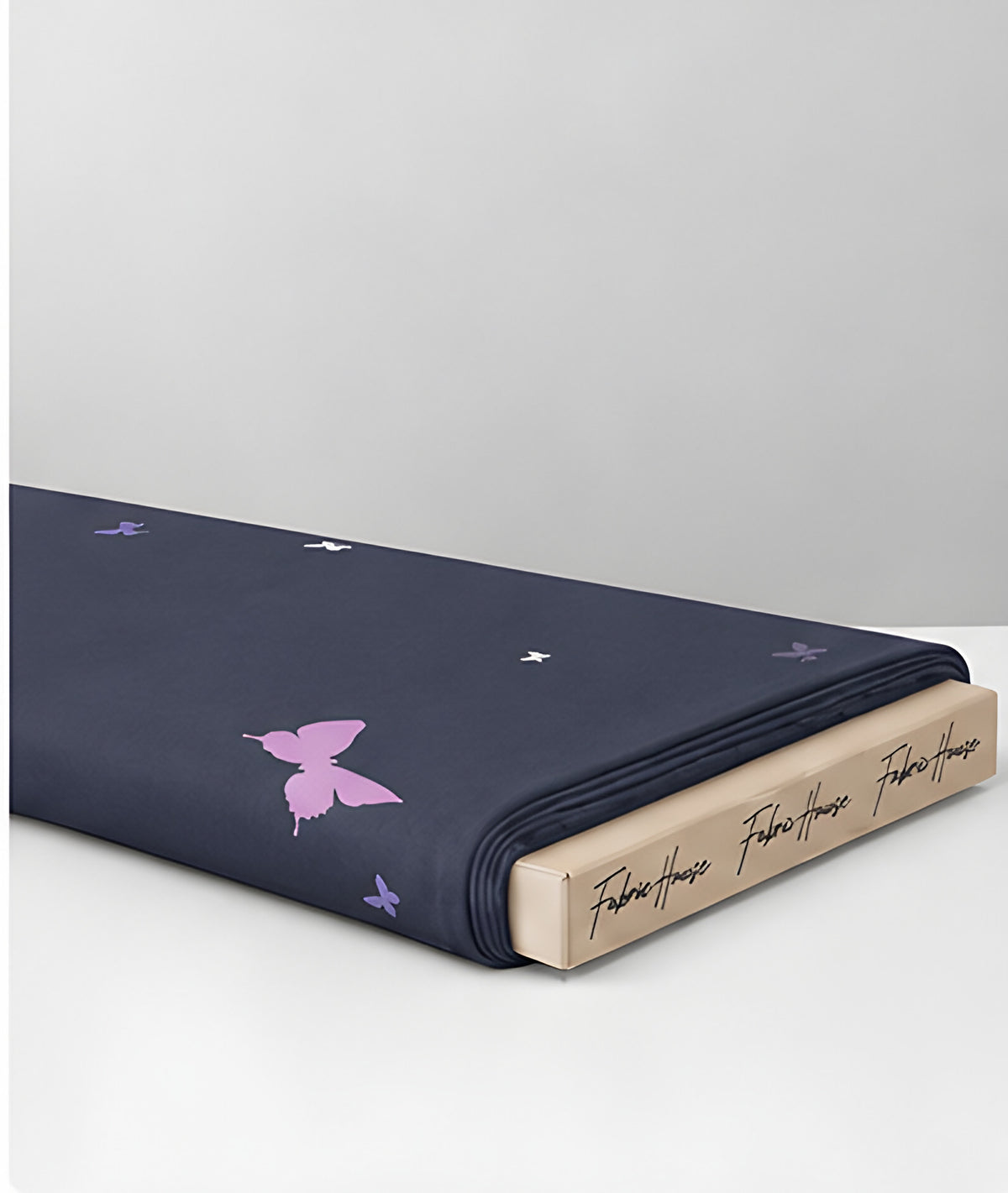 Navy Lavender Butterfly chiffon folded
