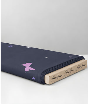 Navy Lavender Butterfly chiffon folded