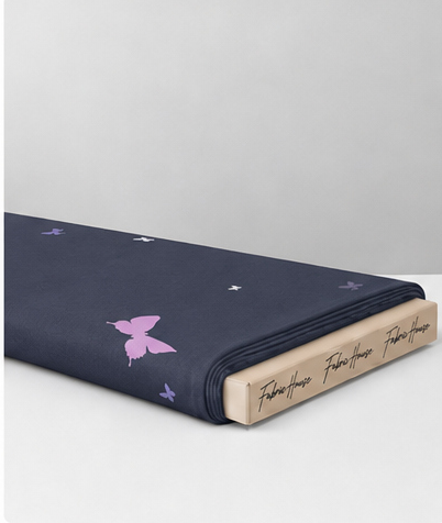 Navy Lavender Butterfly chiffon folded