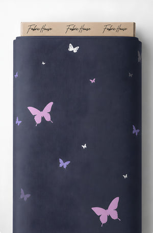 Navy Lavender Butterfly chiffon full roll