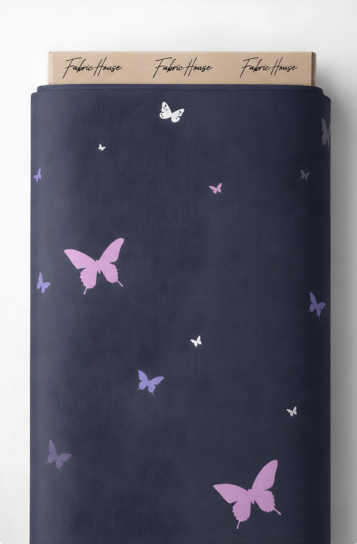 Navy Lavender Butterfly chiffon full roll