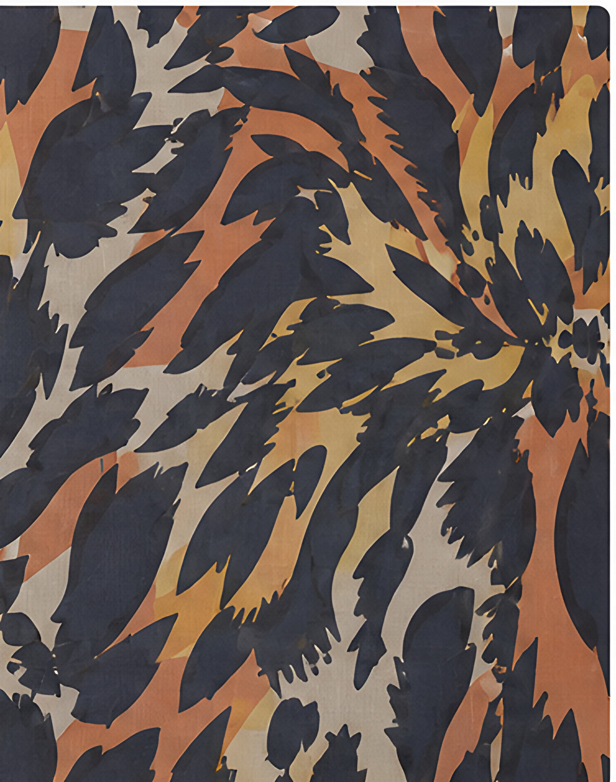 Tan Navy Abstract Animal Print chiffon, print close up
