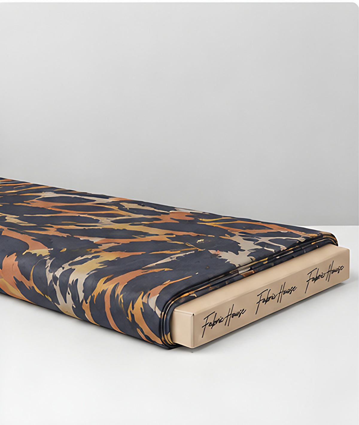 Tan Navy Abstract Animal Print chiffon folded