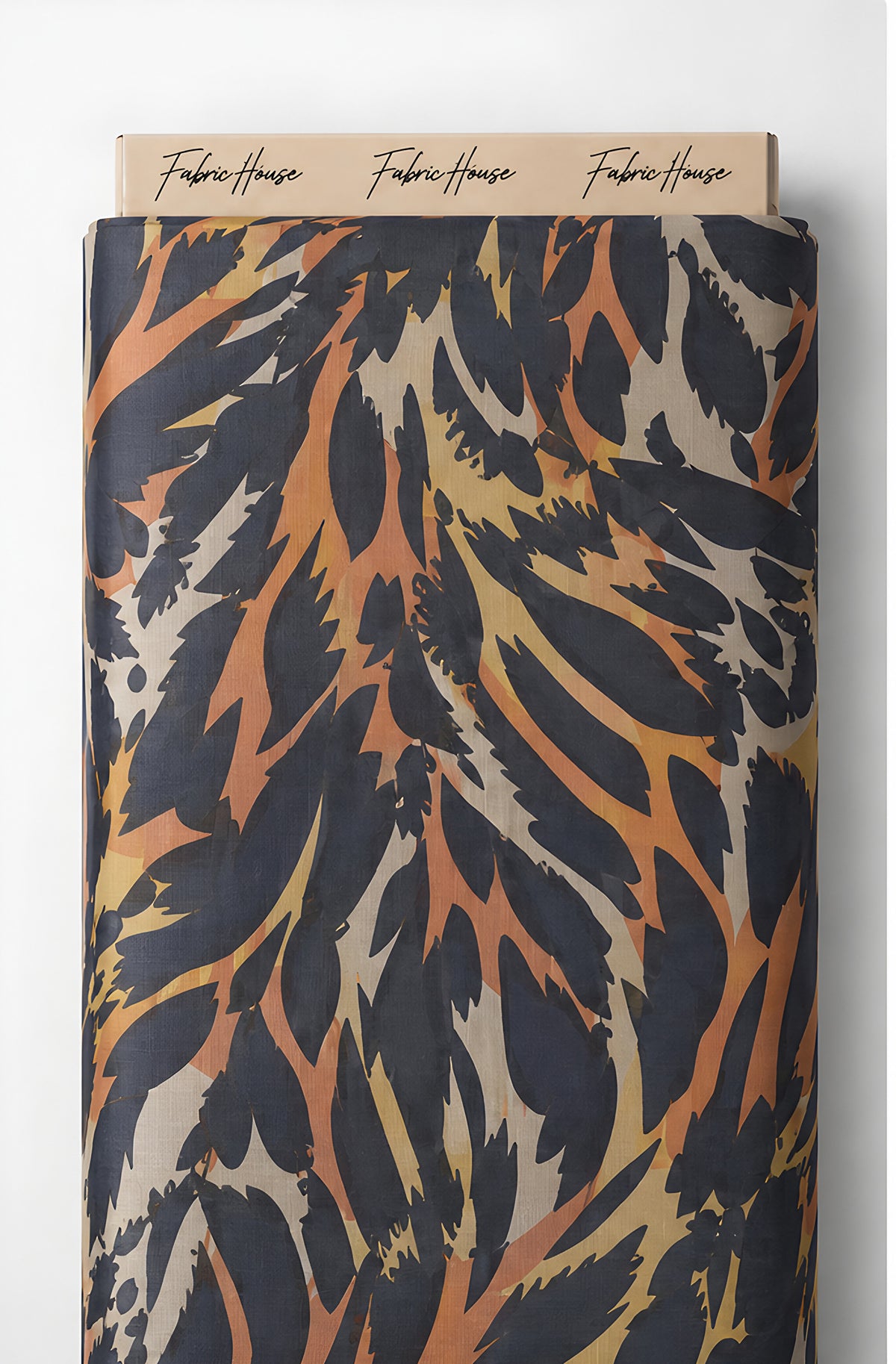 Tan Navy Abstract Animal Print chiffon full roll