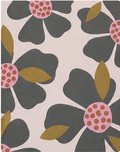 Cream Retro Daisy Print chiffon, print close up
