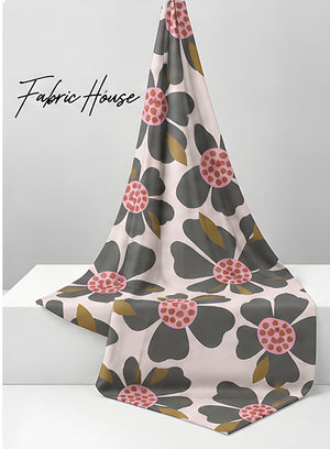 Cream Retro Daisy Print chiffon draped to show fall