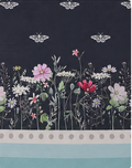 Charcoal Floral Border Print chiffon, print close up