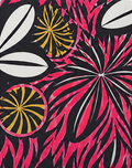 Black Hot Pink Tropical Leaves chiffon, print close up