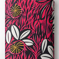 Black Hot Pink Tropical Leaves chiffon full roll
