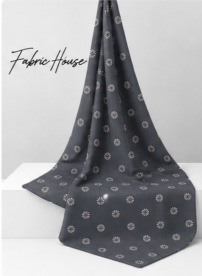 Slate Grey Tiny Dot Floral chiffon draped to show fall