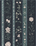Charcoal Vertical Floral Stripe chiffon, print close up