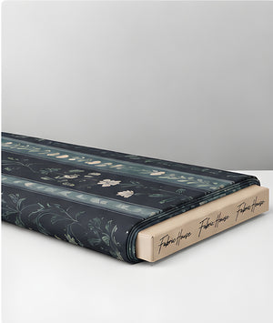 Charcoal Vertical Floral Stripe chiffon folded