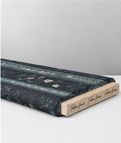 Charcoal Vertical Floral Stripe chiffon folded