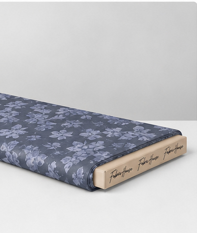 Slate Blue Tonal Botanical chiffon folded