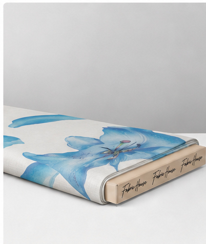 Ivory Blue Lily Print chiffon folded