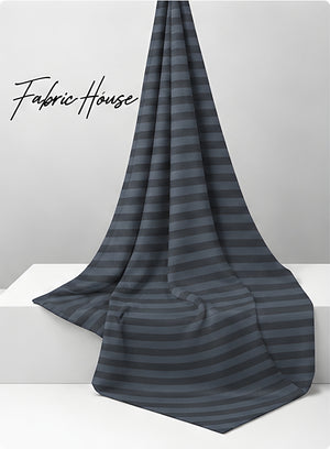 Charcoal Horizontal Stripe chiffon draped to show fall