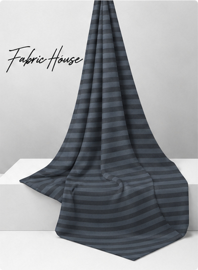 Charcoal Horizontal Stripe chiffon draped to show fall