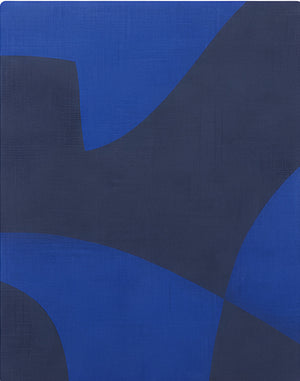 Royal Blue Abstract Blocks chiffon, print close up