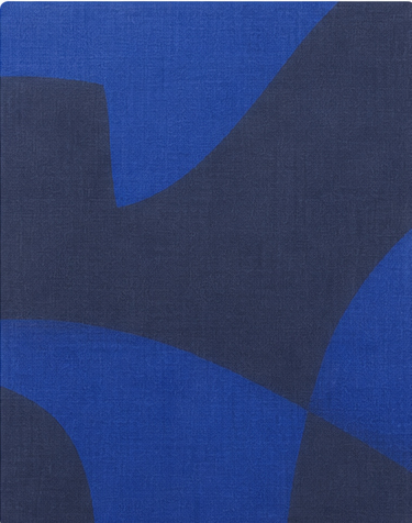 Royal Blue Abstract Blocks chiffon, print close up
