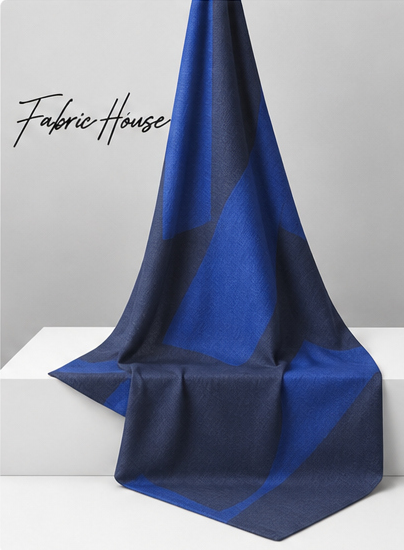 Royal Blue Abstract Blocks chiffon draped to show fall