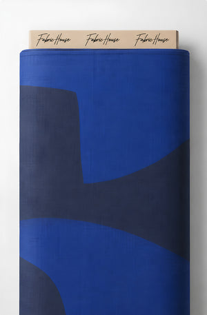 Royal Blue Abstract Blocks chiffon full roll