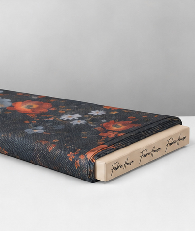 Charcoal Orange Vintage Floral chiffon folded