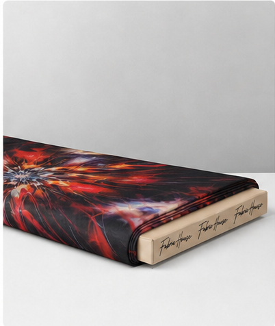 Black Fiery Abstract Burst chiffon folded