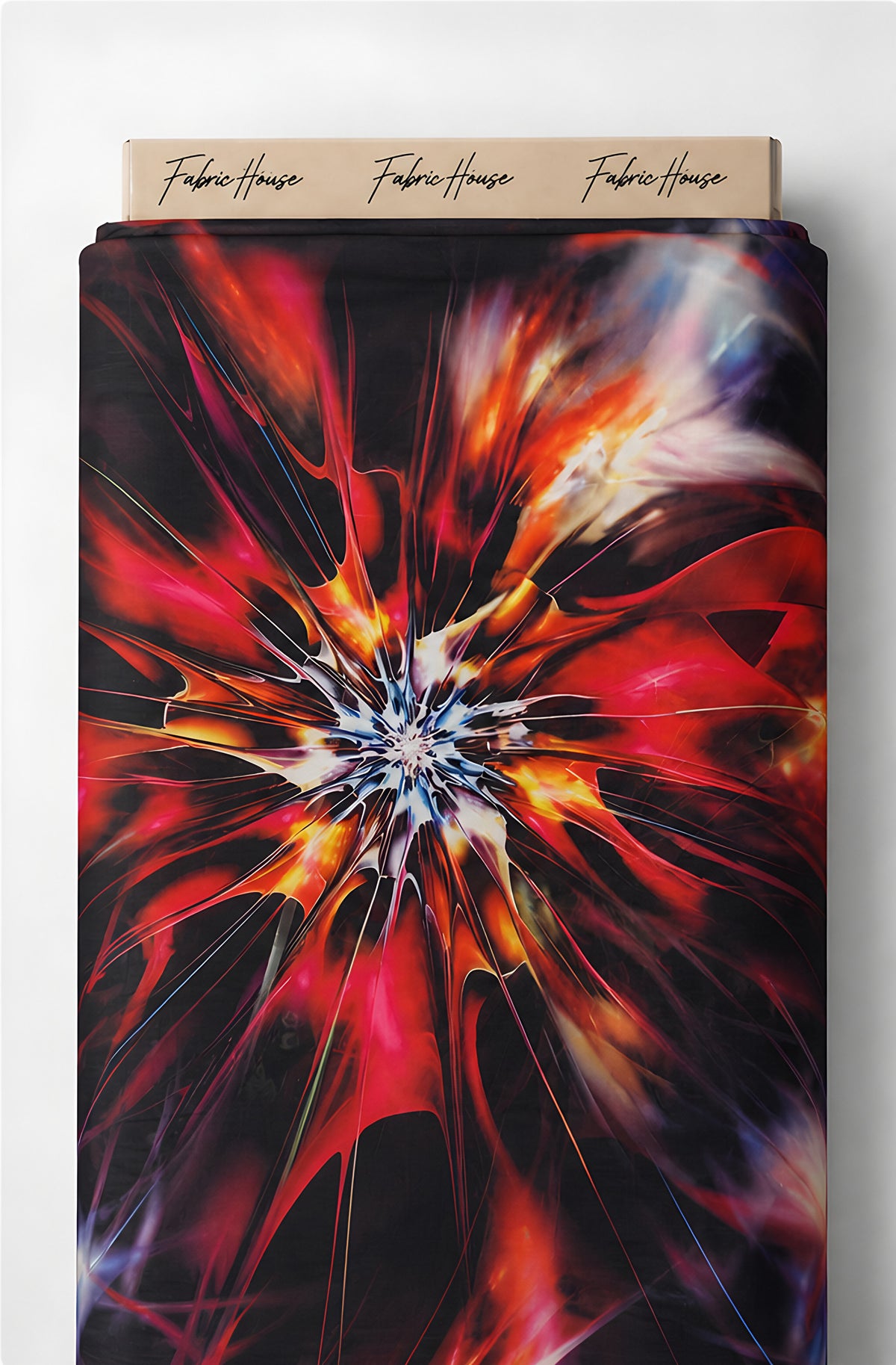 Black Fiery Abstract Burst chiffon full roll