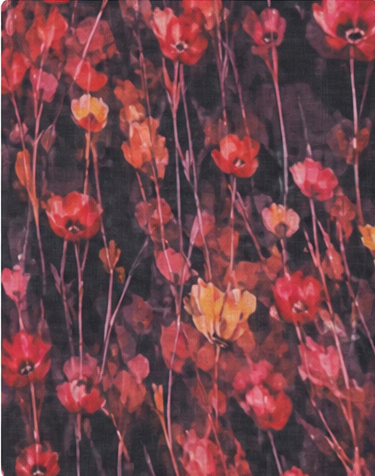 Black Red Wildflower Print chiffon, print close up