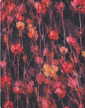 Black Red Wildflower Print chiffon, print close up