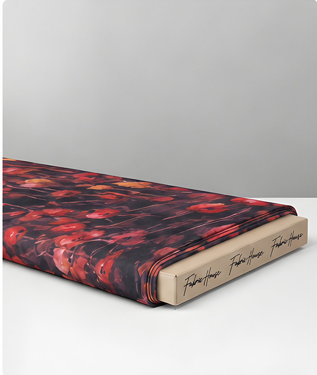 Black Red Wildflower Print chiffon folded