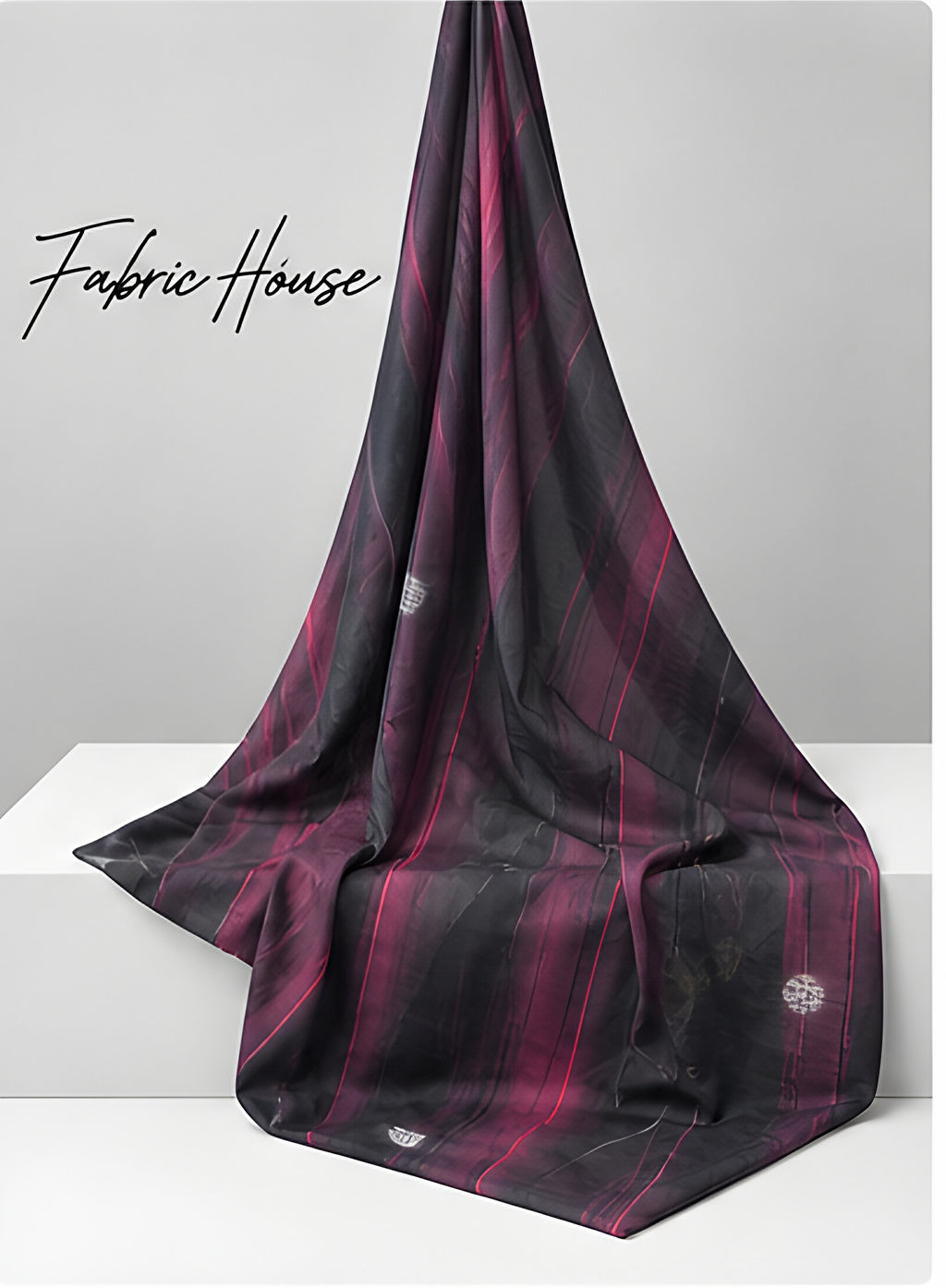 Black Magenta Light Streaks chiffon draped to show fall