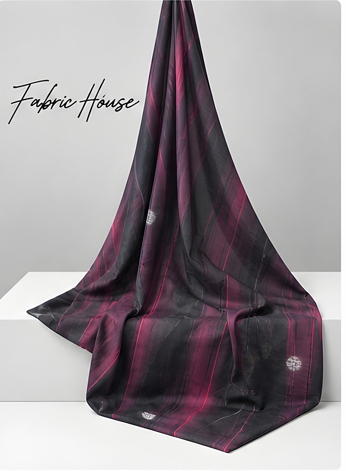 Black Magenta Light Streaks chiffon draped to show fall