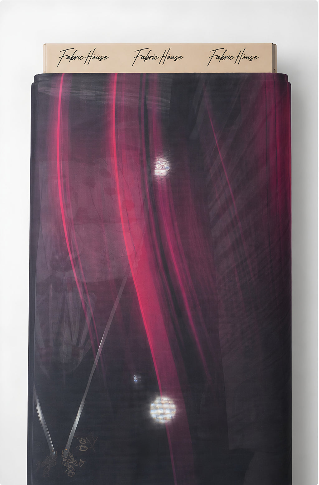 Black Magenta Light Streaks chiffon full roll