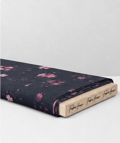 Black Delicate Pink Blossom chiffon folded