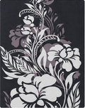 Black White Botanical Floral chiffon, print close up