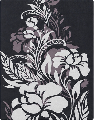Black White Botanical Floral chiffon, print close up