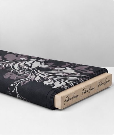 Black White Botanical Floral chiffon folded