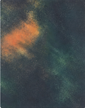 Deep Green Amber Abstract chiffon, print close up
