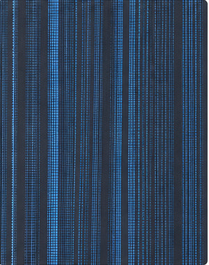 Navy Blue Fine Vertical Stripes chiffon, print close up