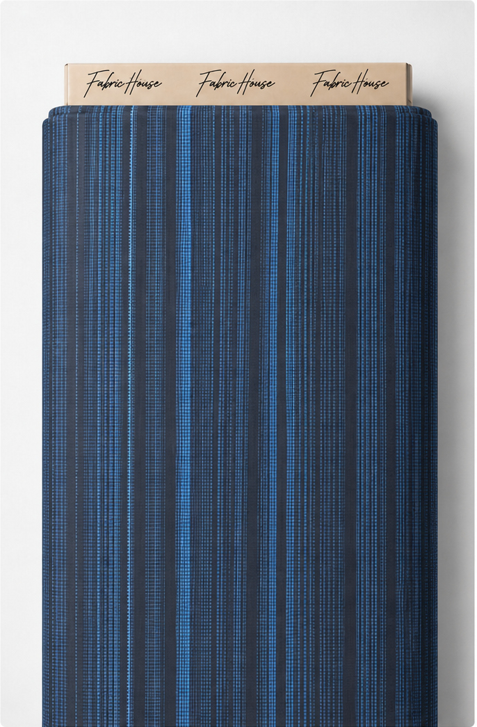 Navy Blue Fine Vertical Stripes chiffon full roll