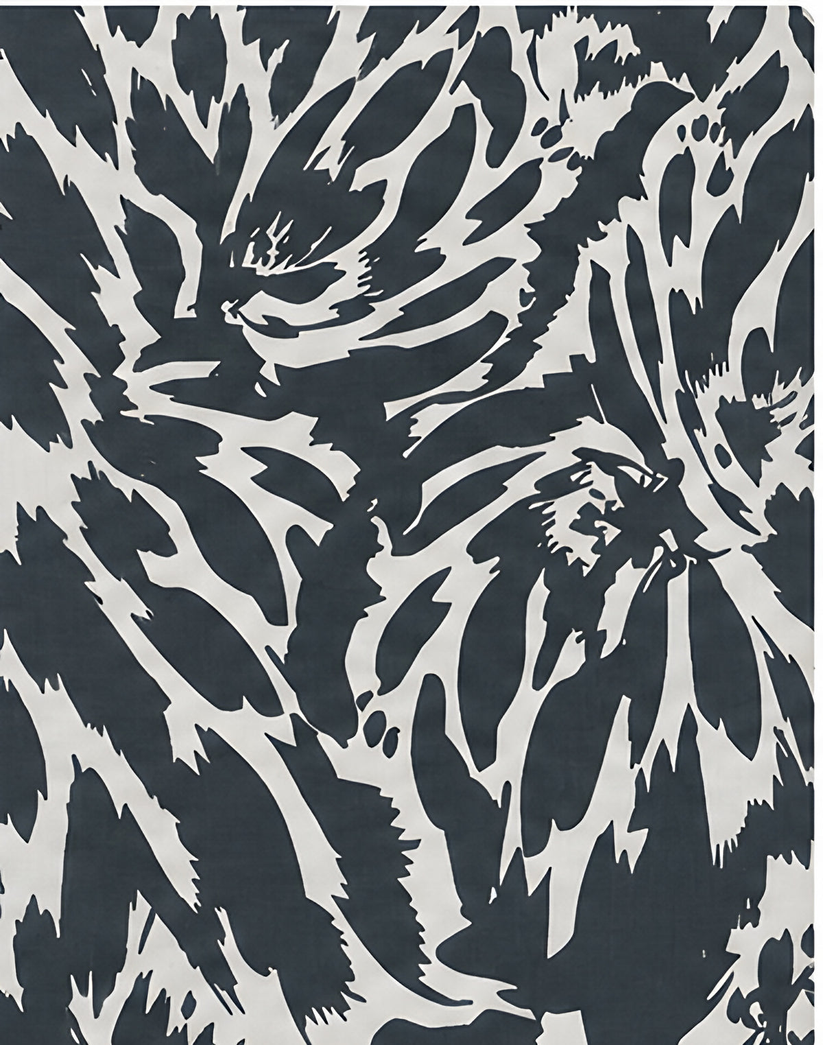 Black White Zebra Botanical chiffon, print close up